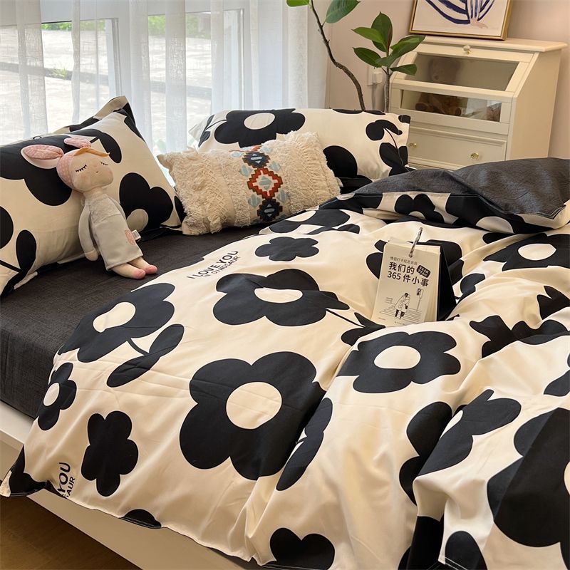 Washed Cotton Bed Sheet Quilt Cover Set - Multiple Sizes & Patterns