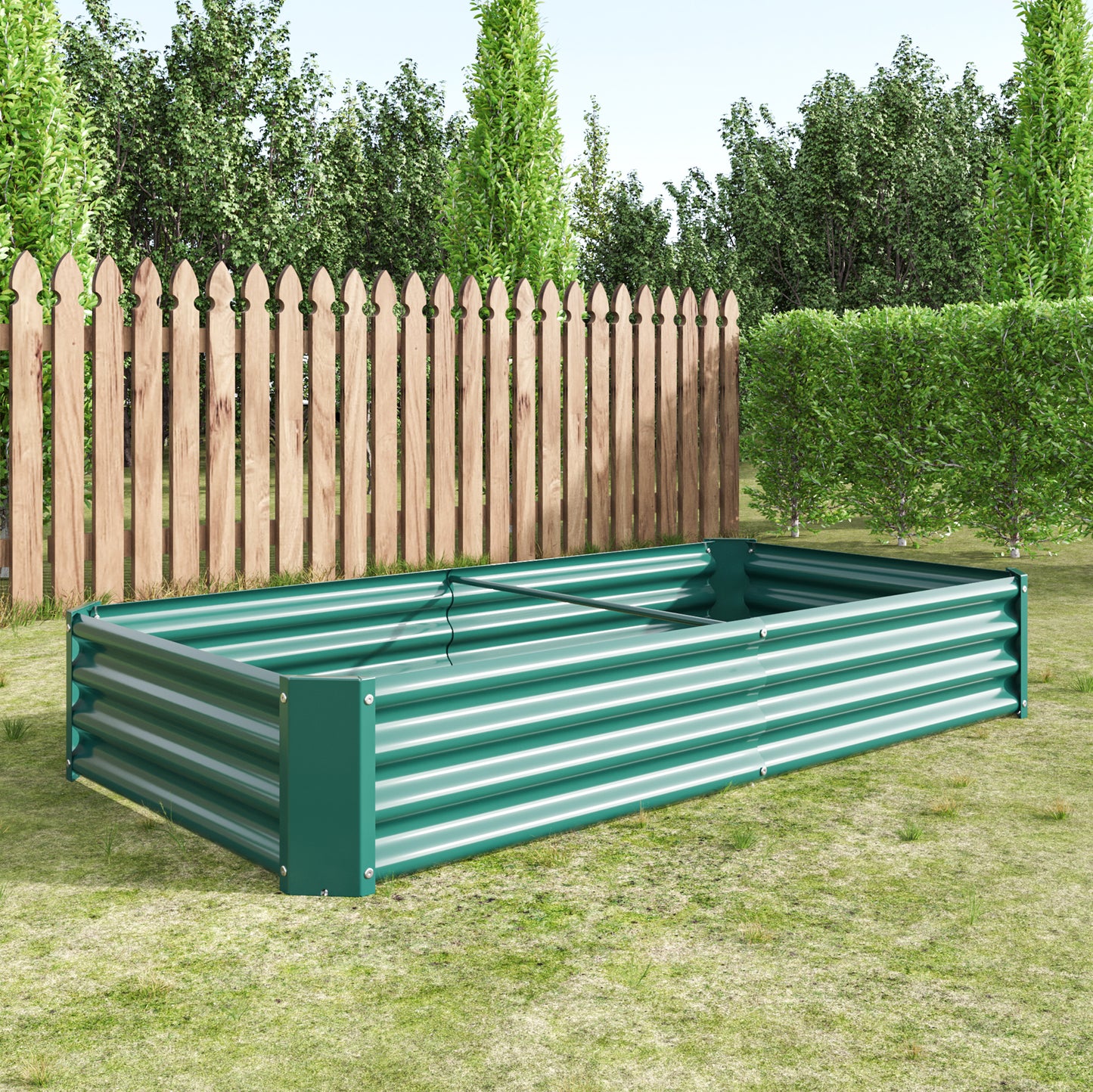 2PCS Green Metal Raised Garden Planter Beds - 6'x3'x1'