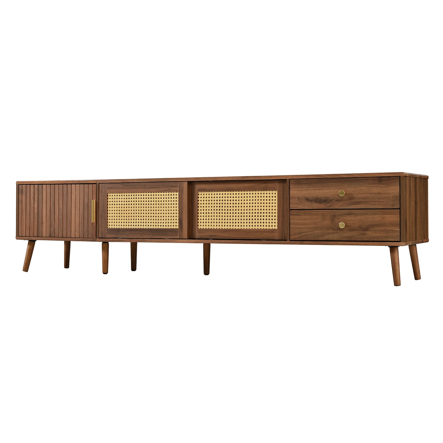 76" Modern Rattan TV Stand for TVs up to 85 Inches - Natural