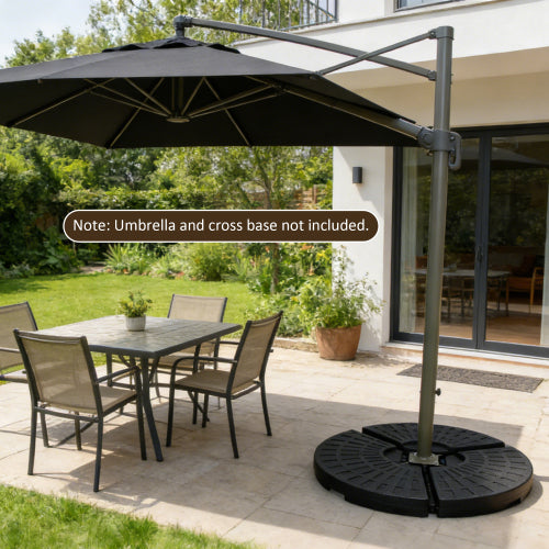 Heavy-Duty Fan-Style Cantilever Umbrella Base, 4-Panel Refillable