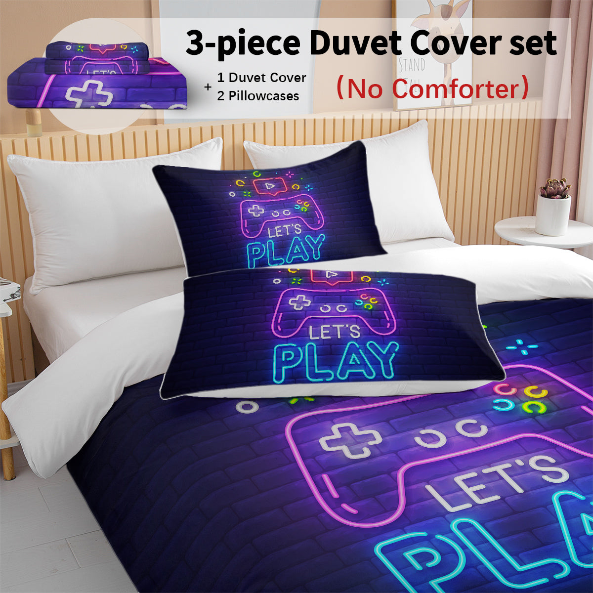 Gaming Duvet Cover Set with Pillow Shams - Multiple Sizes