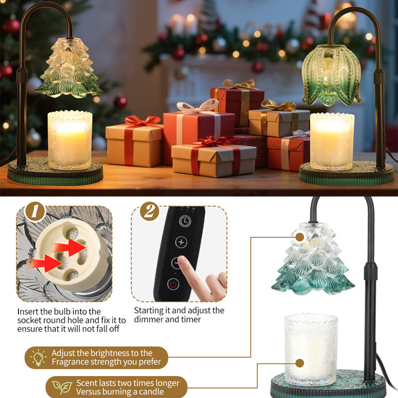 Candle Warmer Lamp with Timer & Dimmer - Adjustable Green Wax Melt