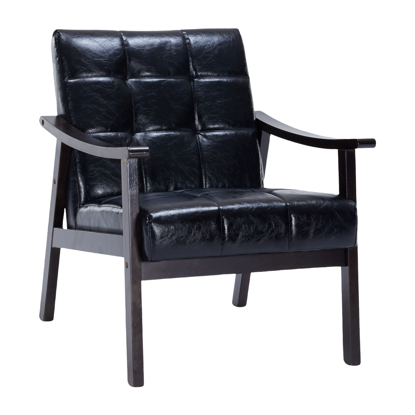 Modern High Back Armchair - Antique Black PU Leather