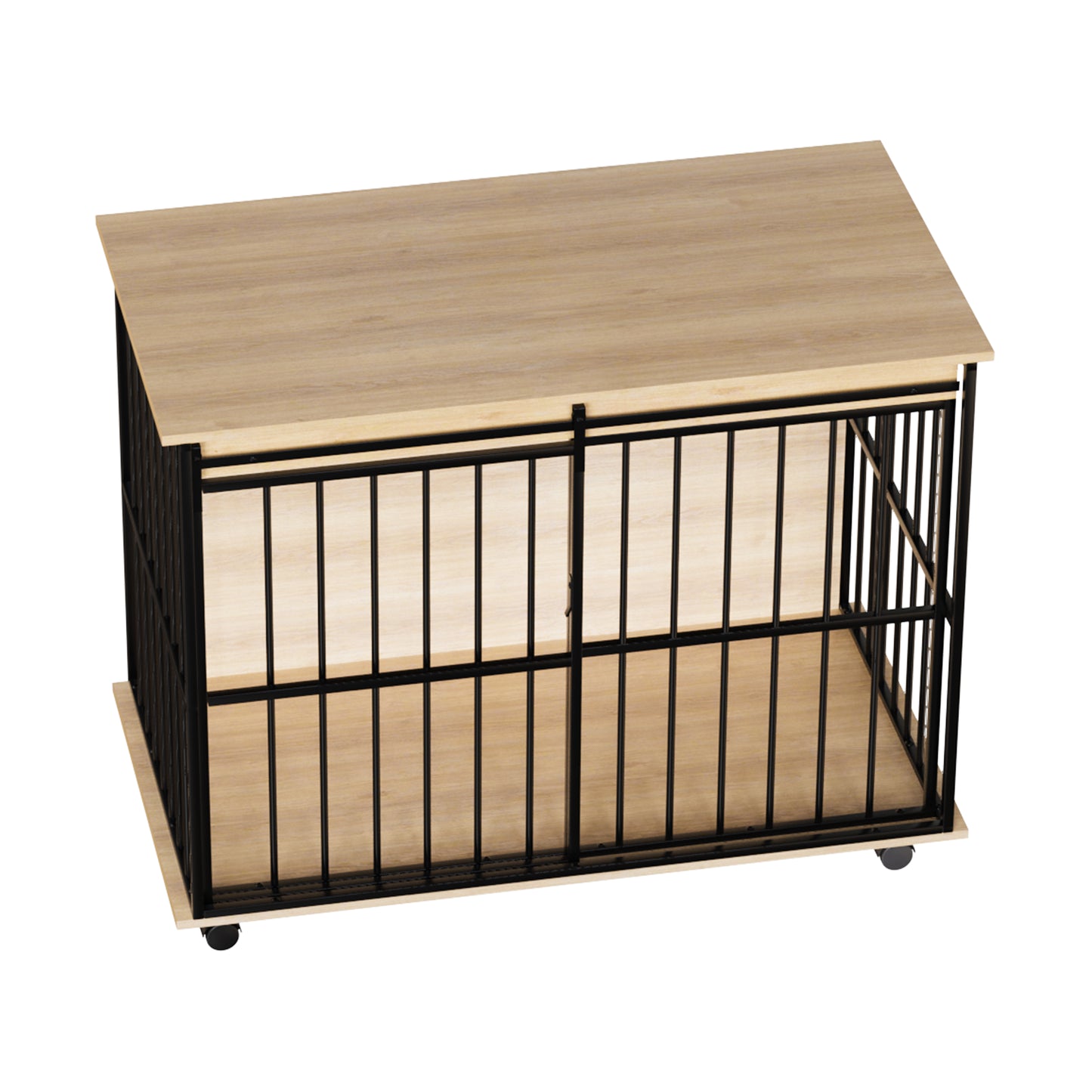 Large Wooden Dog Crate Furniture for Medium to Large Dogs - Black & Natural