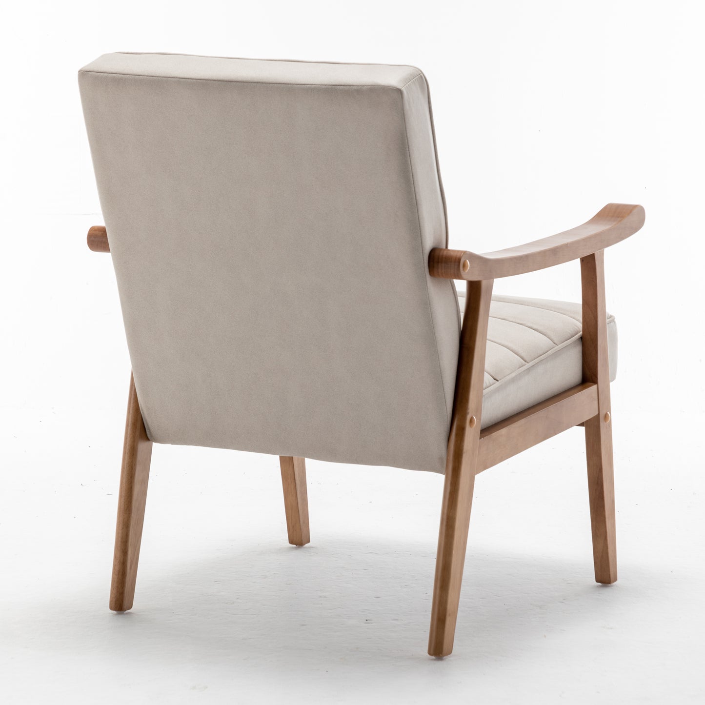 Mid-Century Modern Accent Chair, Solid Wood Frame Leather Look