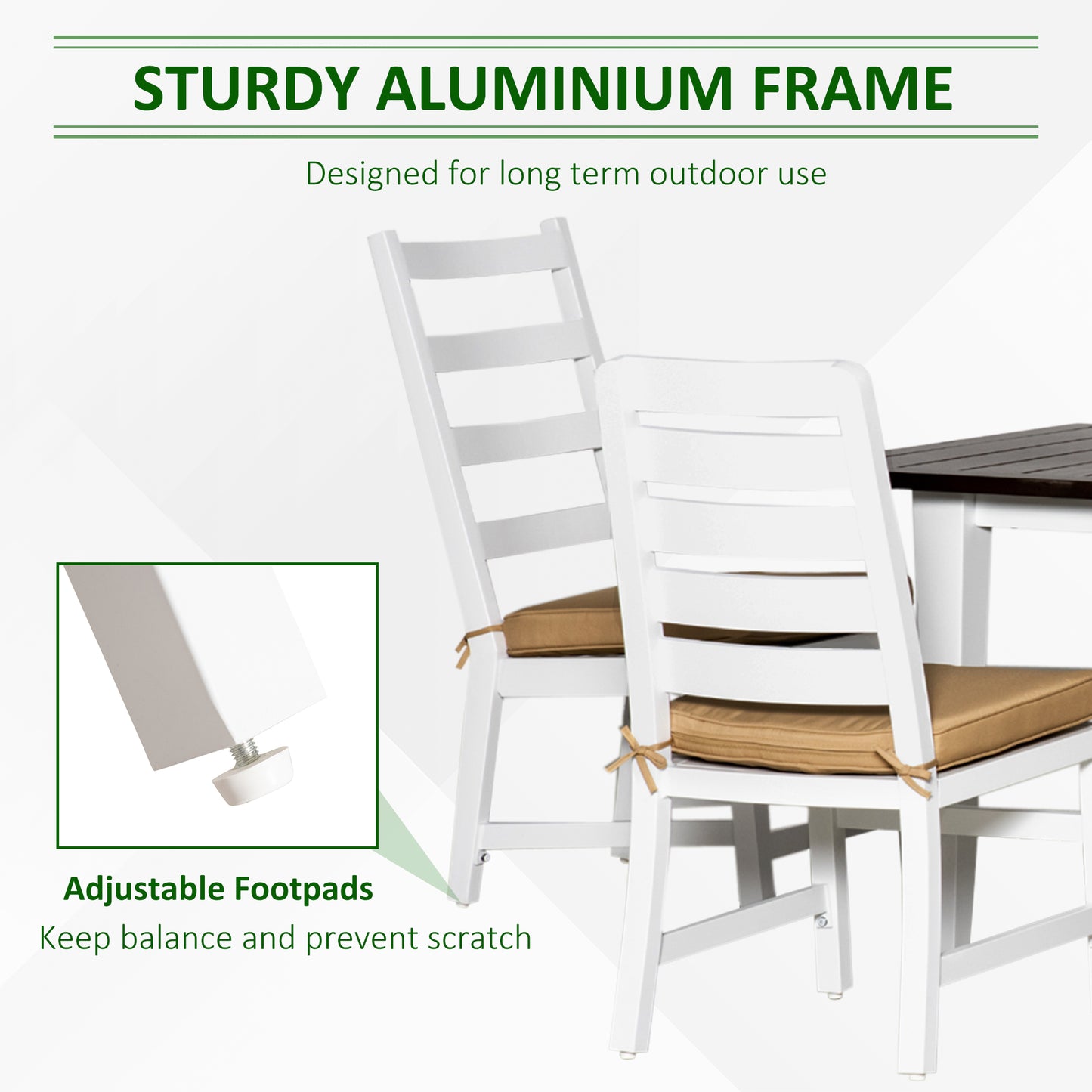 Patio Dining Set for 6 with Cushions & Umbrella Hole - Coffee