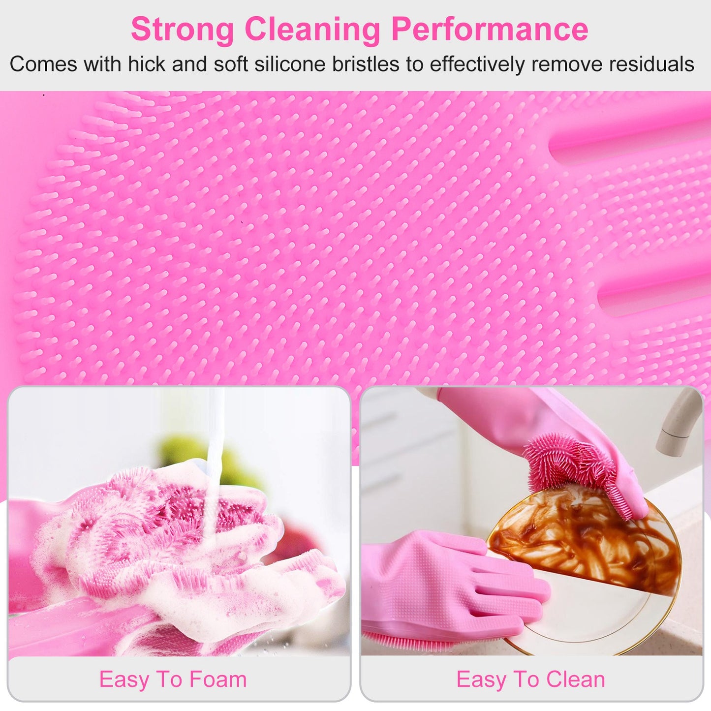 Silicone Dishwashing Gloves with Cleaning Sponge - Multi-Purpose