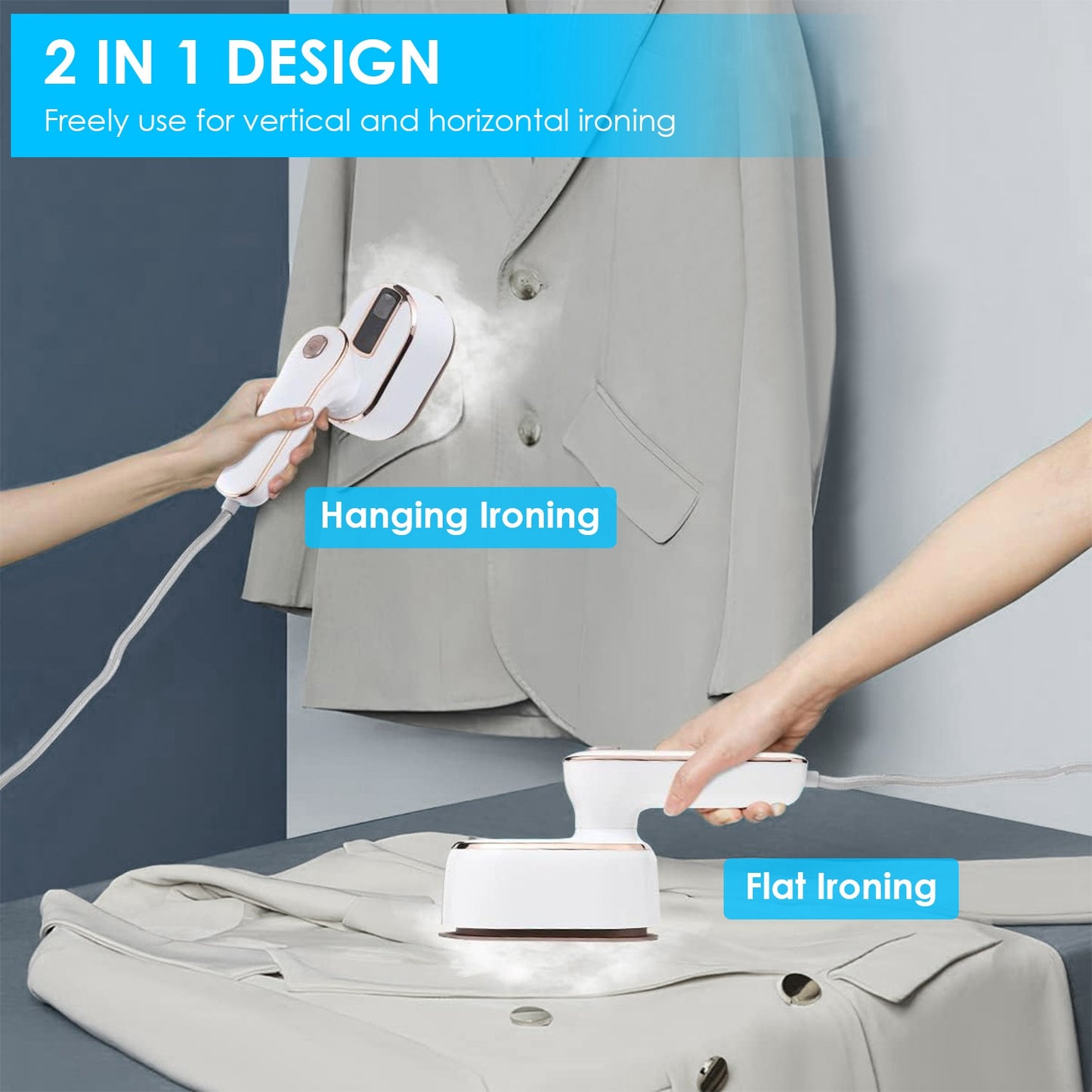 Portable Handheld Garment Steamer - 10S Fast Heating, Compact Design