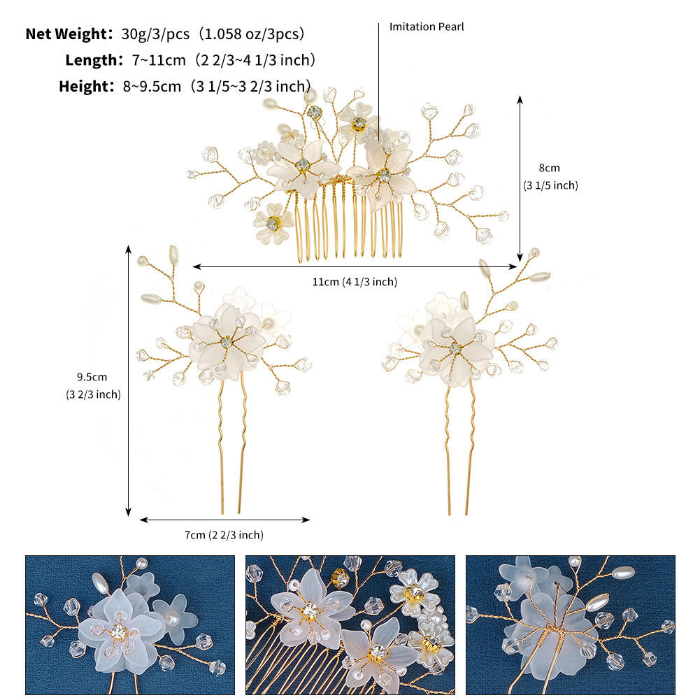 Gold Flower Bridal Hair Comb Set - Camellia