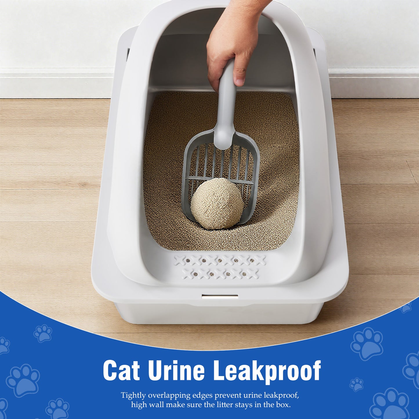Large Stainless Steel Cat Litter Box with Lid, Odor-Free, Easy to Clean, Includes Scoop & Mat