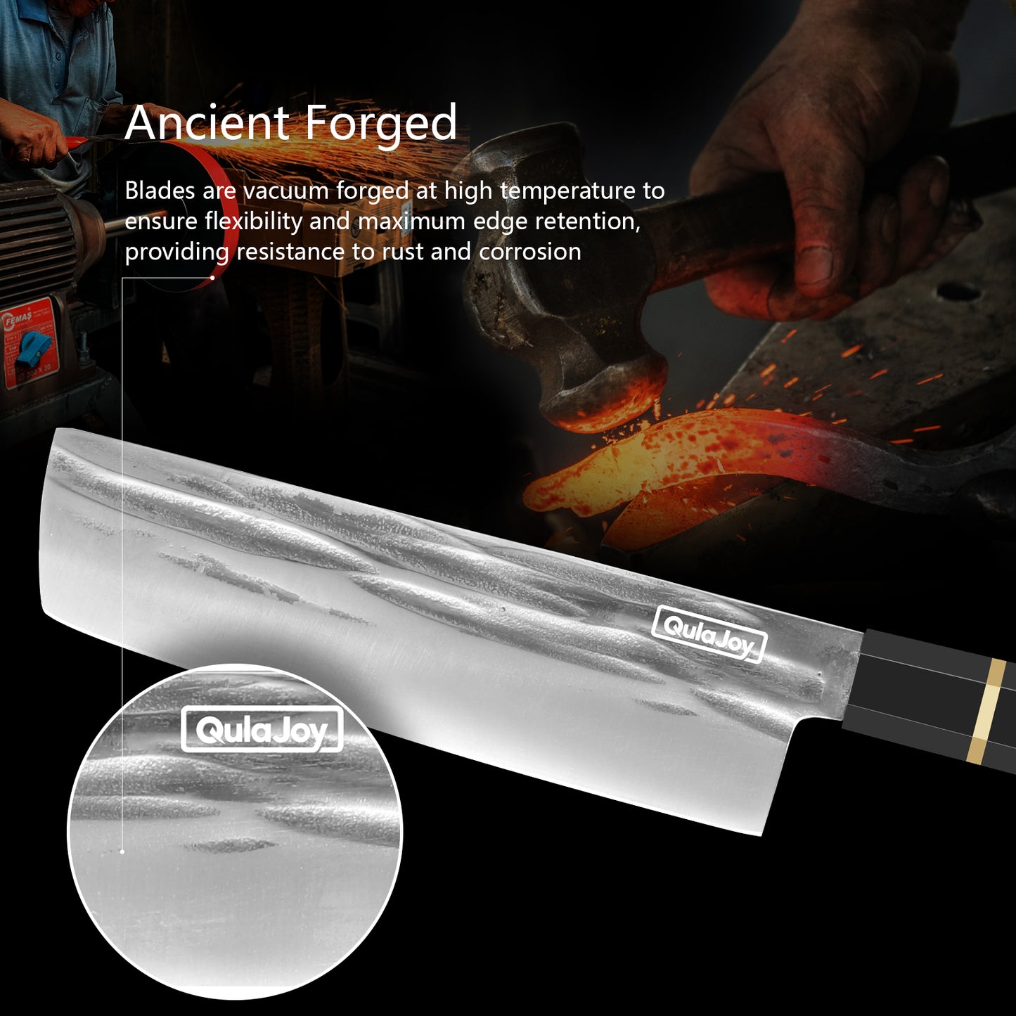 8-Inch Hand Forged Chef Knife - Swedish Sandvik Steel, Octagonal Handle