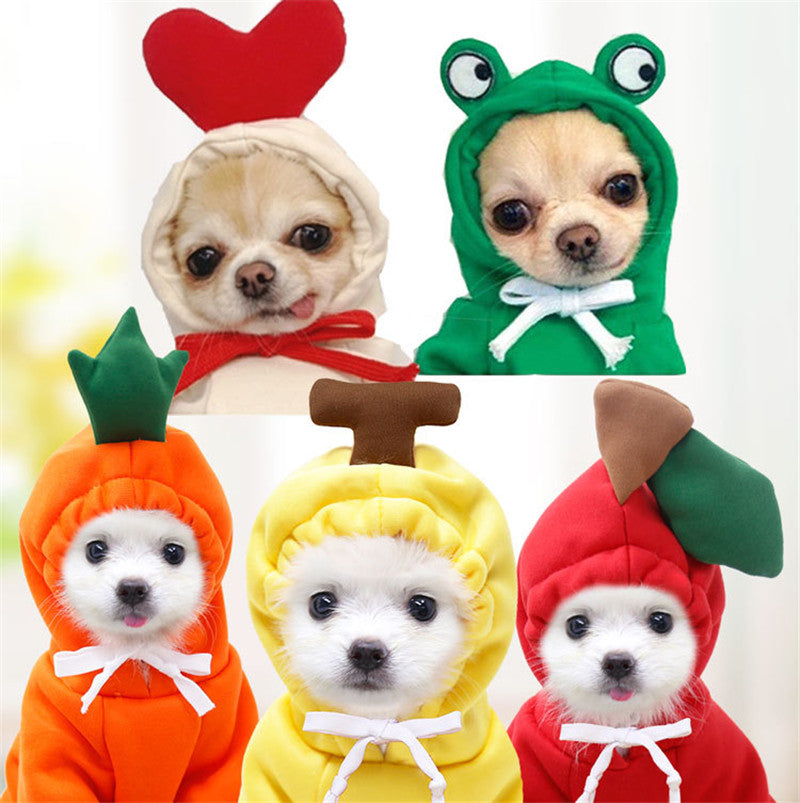 Cute Fruit Dog Hoodie for Small Dogs Winter Warm Fleece Pet Sweater