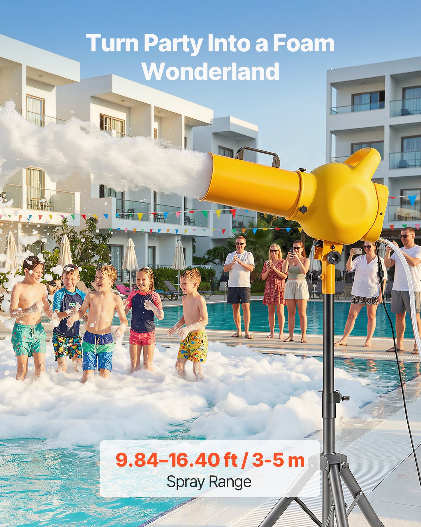 Handheld Foam Machine for Parties - Bubble Cannon with Fan & Triangular Support