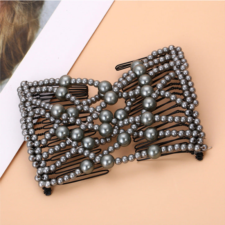 20-Tooth Beaded Hair Comb - Electroplated Alloy
