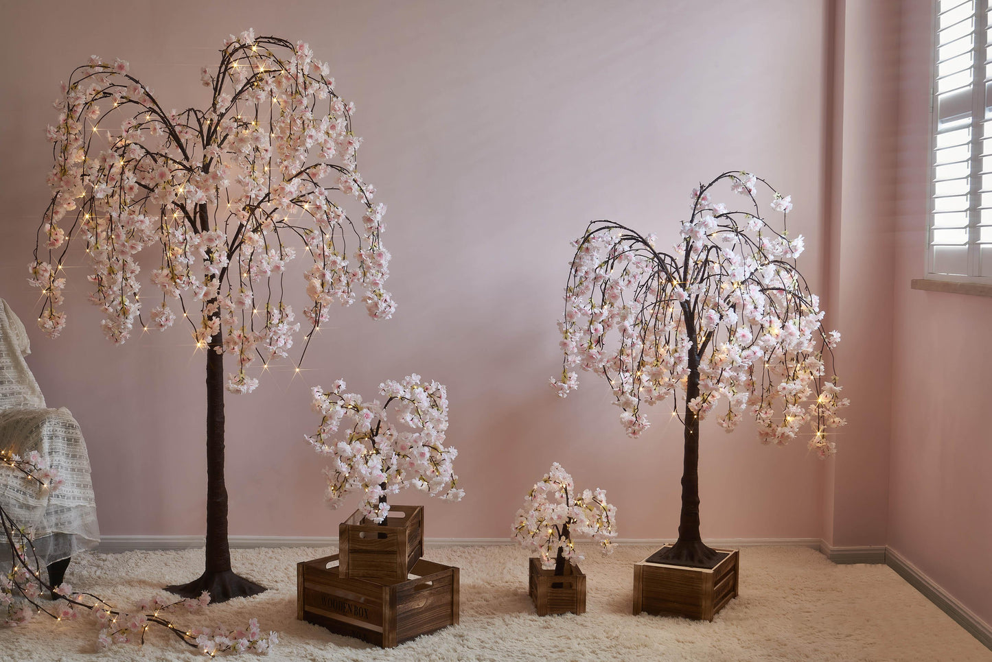 Cherry Blossom Tree LED Light with Simulated Petals - 18-Inch