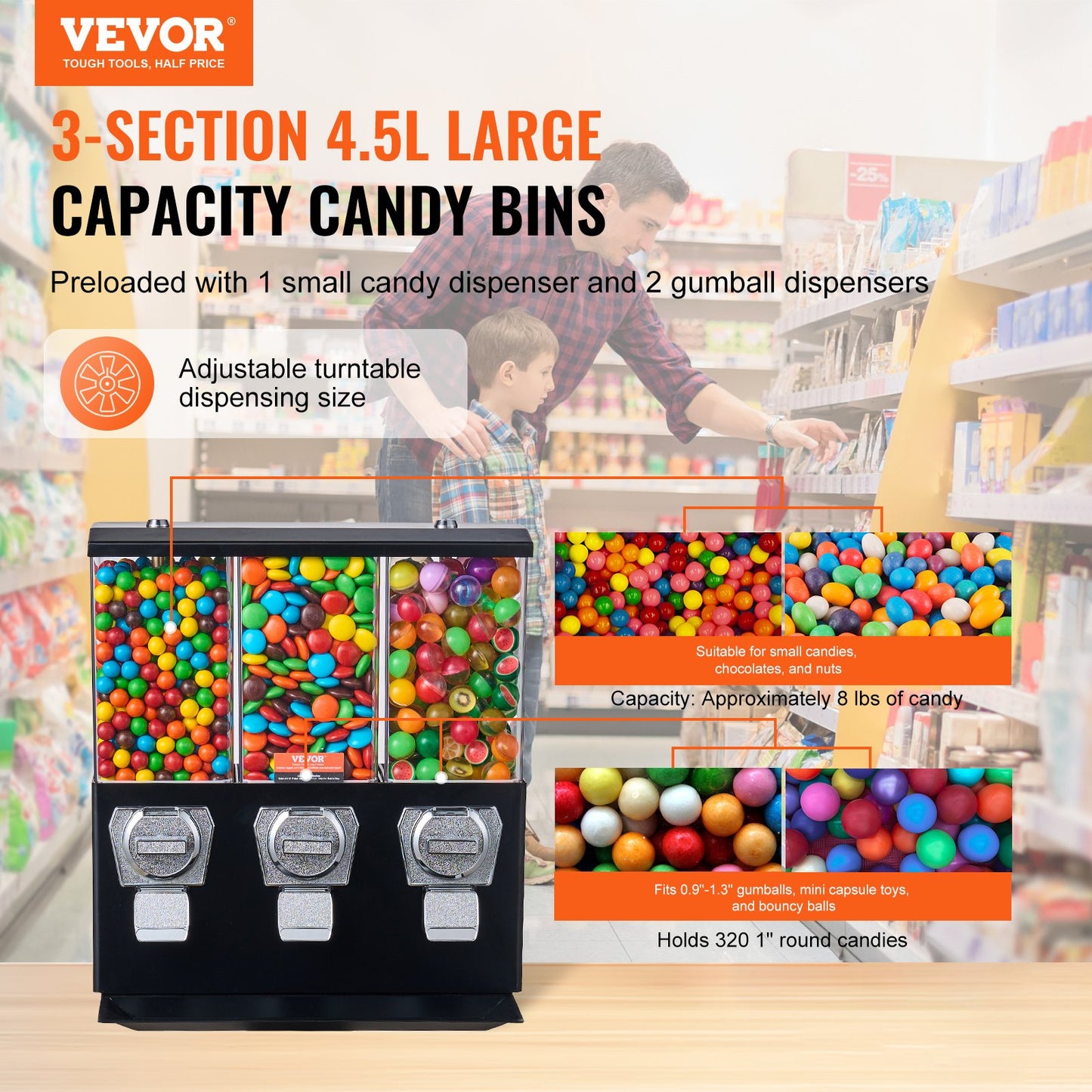 Gumball Machine with Stand - Vintage Coin Operated Candy Dispenser