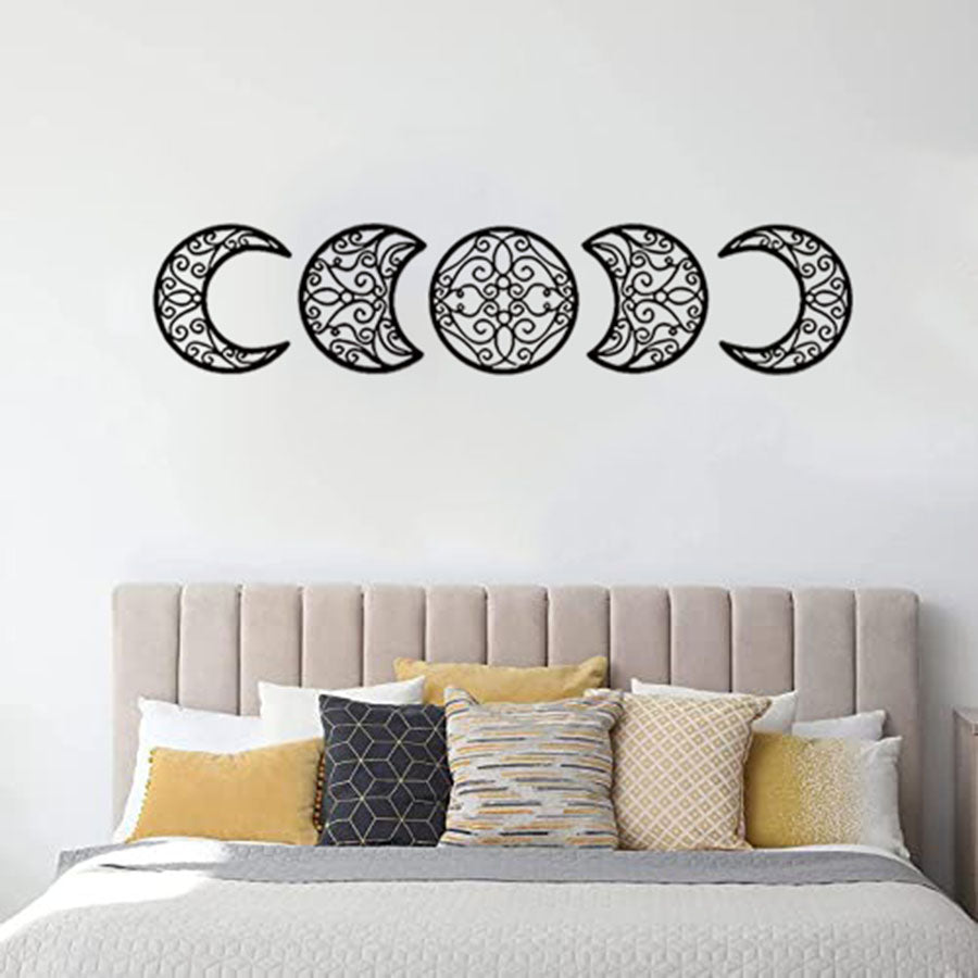 Crescent Moon Wall Art Set of 5 - Wrought Iron Decor