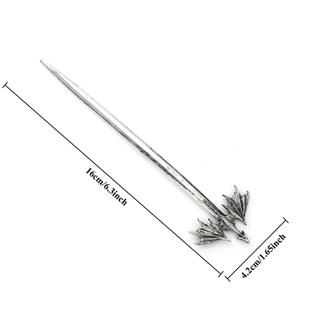 Retro Pterosaur Hair Stick Silver