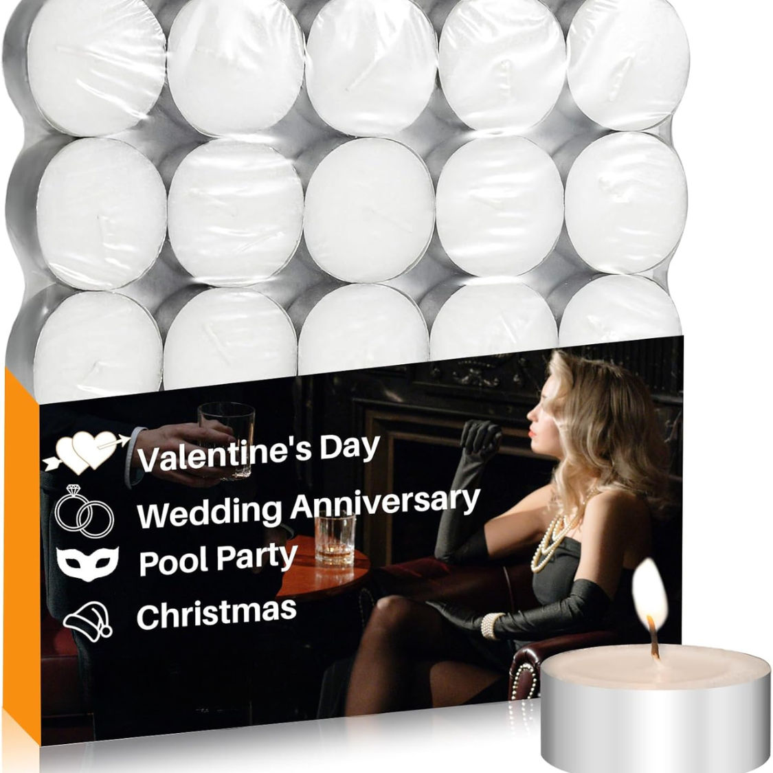 25 Unscented Tea Light Candles - Clean Burning White Votive