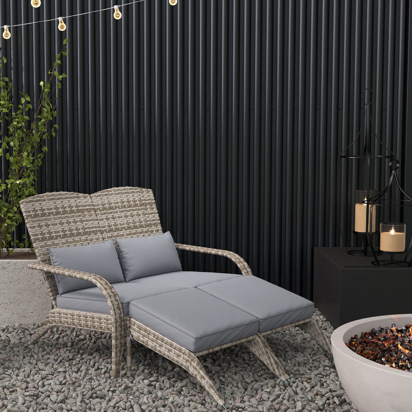 Adirondack Chair for 2 with Cushions & Footrests - Gray