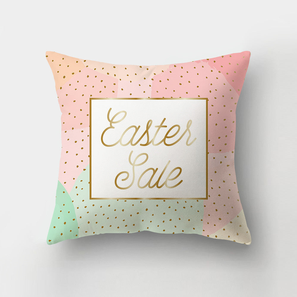 Nordic Minimalist Easter Rabbit Peach Fabric Pillow Cover - Cushion Decor