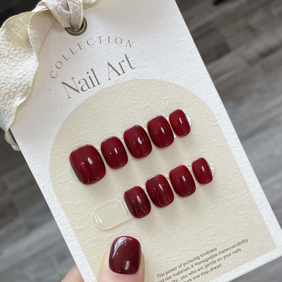 Japanese Style Fake Nail Patches Dark Red Nail Art Stickers