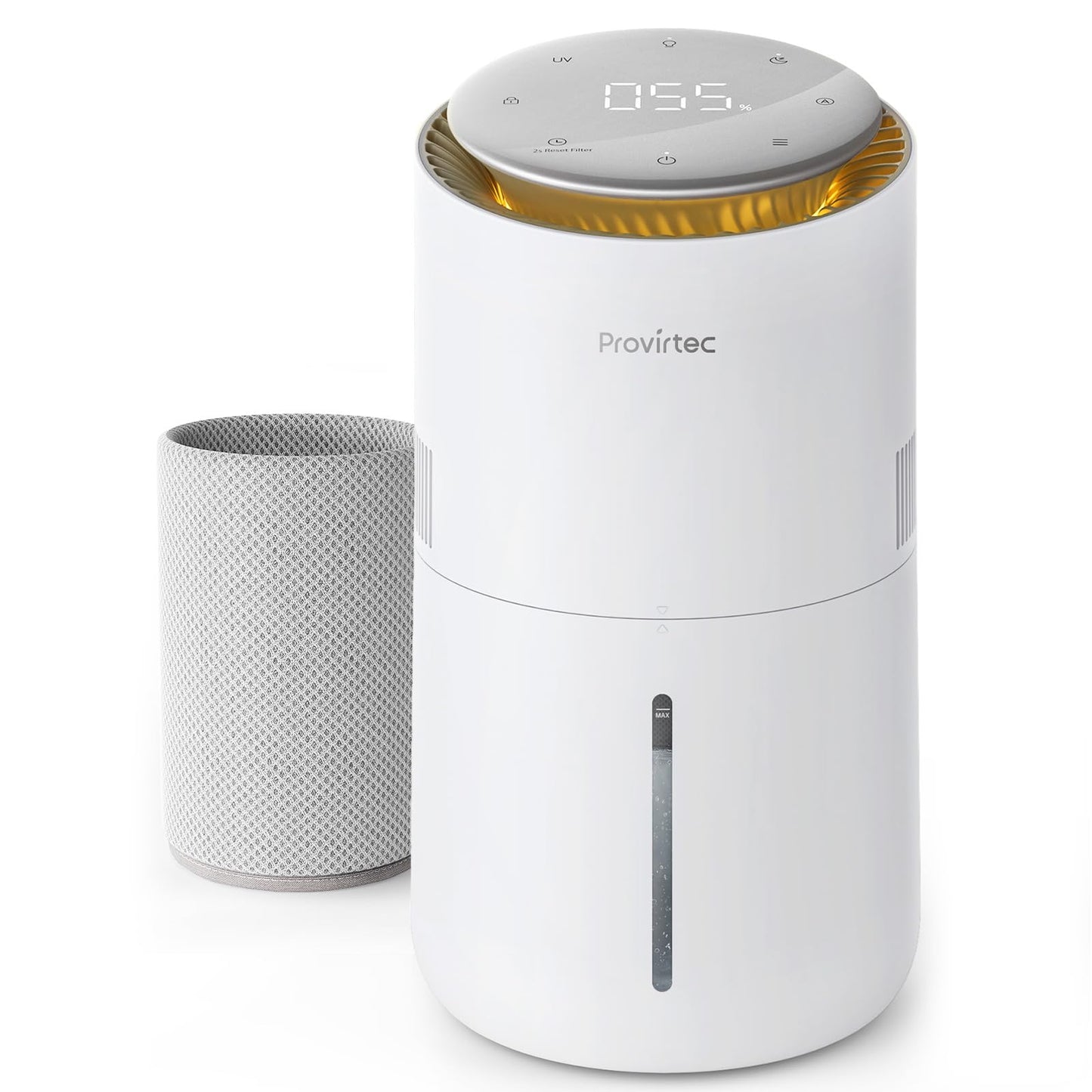 Small Evaporative Humidifier for Bedroom with Auto Humidity Control, 3L Water Tank, Night Light, Washable Filter, No White Dust