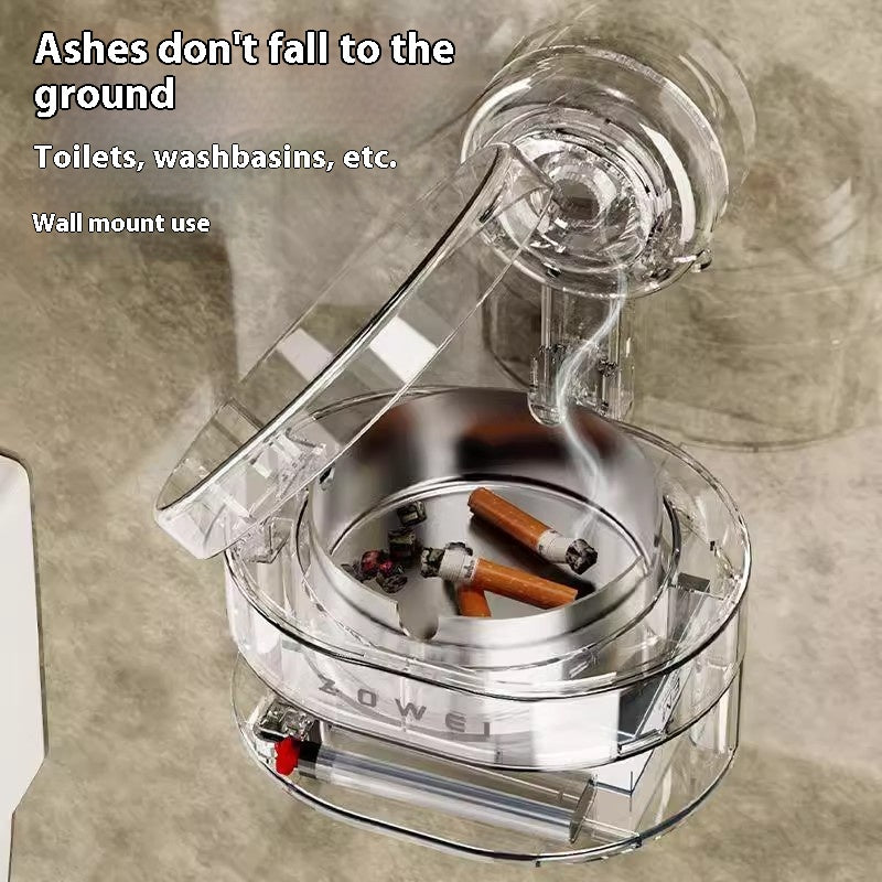 Wall-Mounted Suction Cup Ashtray - Minimalist Plastic Design, No Brand