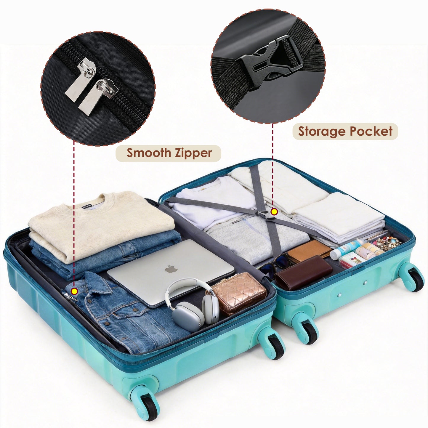 3-Piece Luggage Set - 28in Checked Suitcase, Travel Duffel & Toiletry Bag - Blue