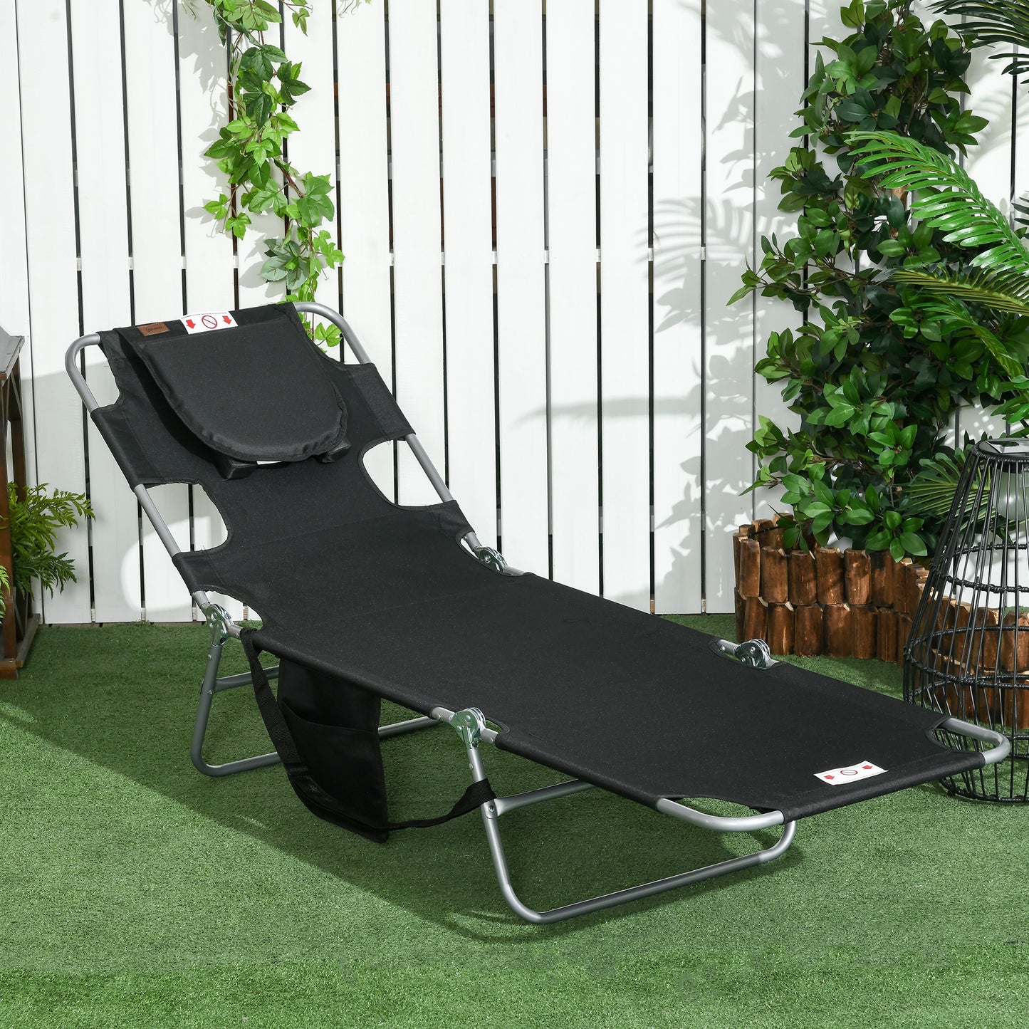 Adjustable Tanning Chair with Face Hole - Black