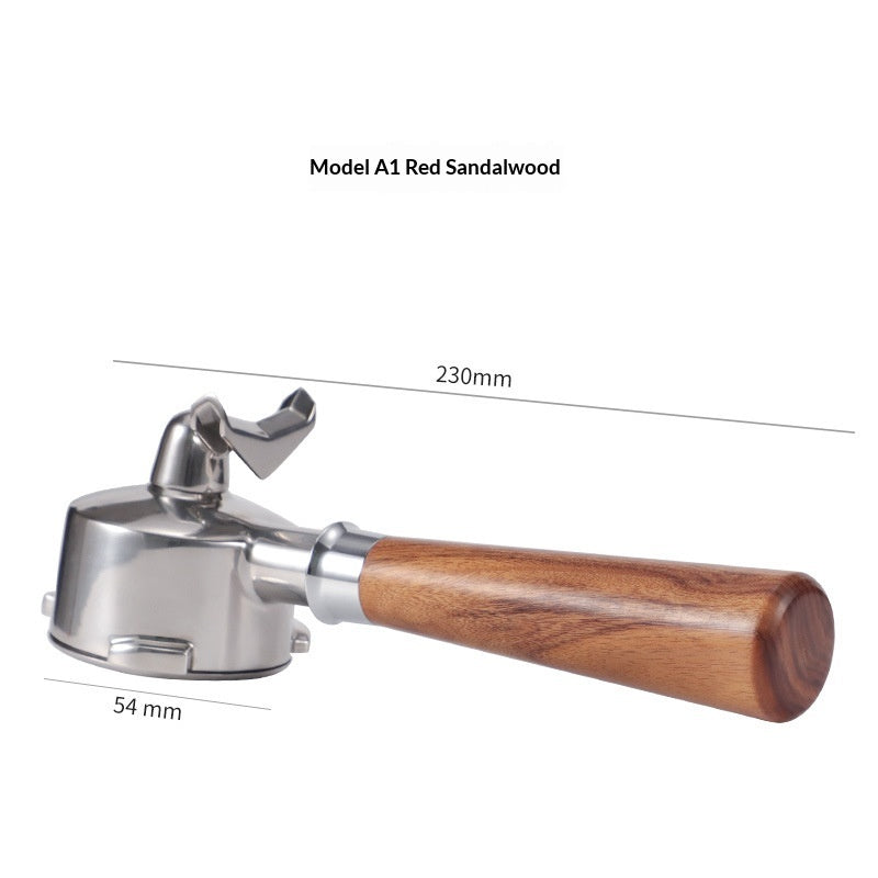 Stainless Steel Coffee Machine Dual-Spout Handle - Solid Wood Finish