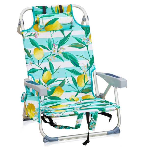 Folding Beach Chair with Lemon Pattern - Lightweight Aluminum Frame