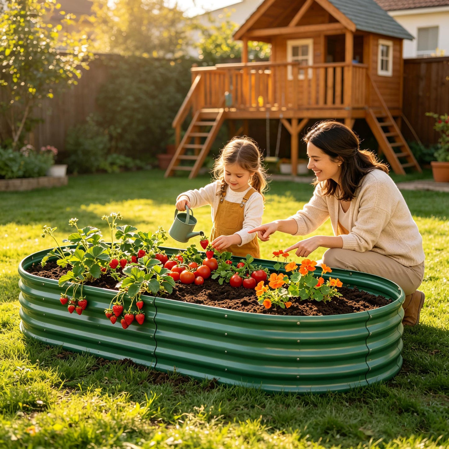 Galvanized Raised Garden Bed 8x4x1ft - Heavy Duty Metal Planter Box