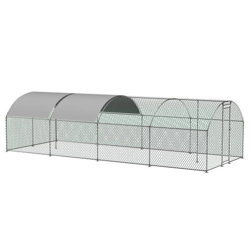 Large Metal Chicken Coop with Lockable Door Waterproof Design Argent