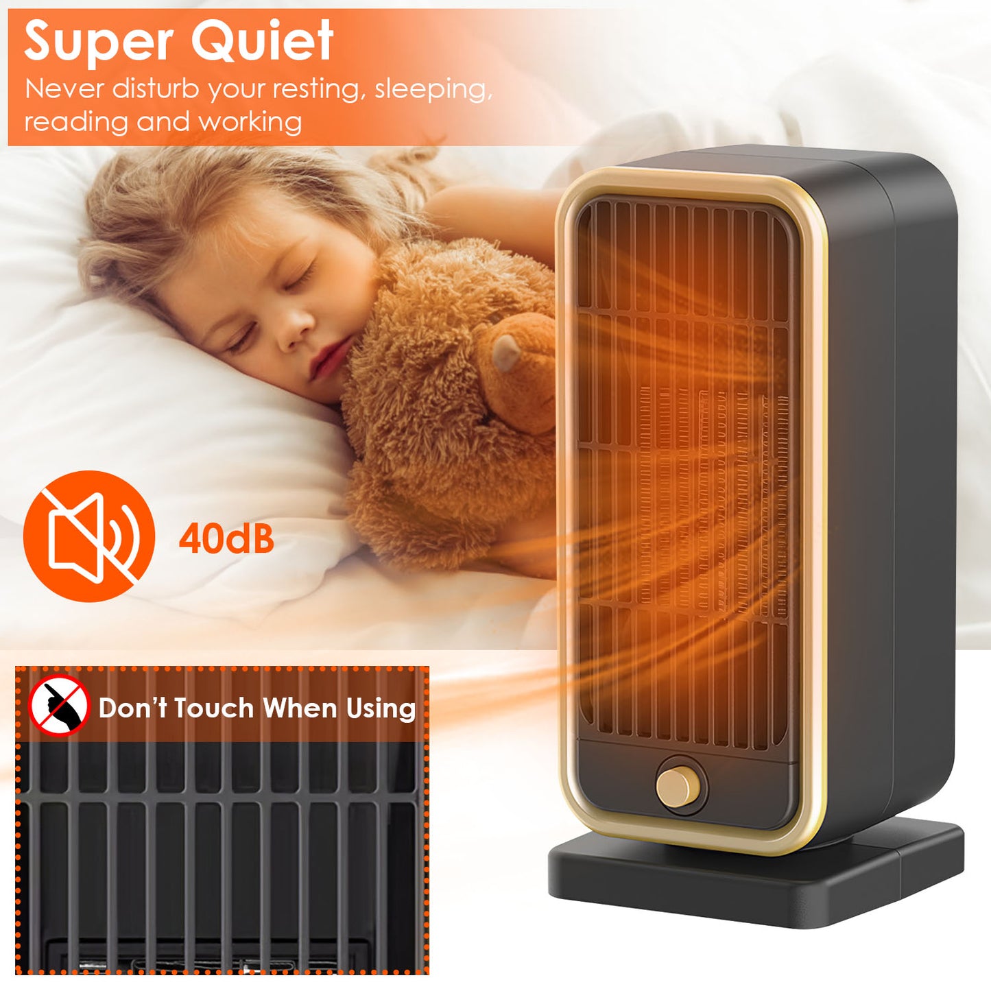 Portable Electric Space Heater 500W with Overheat & Tip-Over Safety - Fast Heating for Home & Office