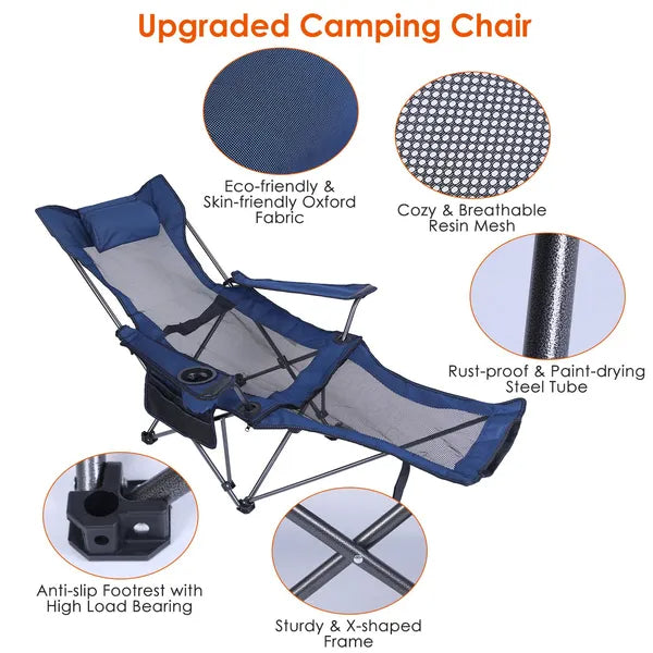 Foldable Camping Chair - Heavy Duty 330lbs Capacity with Cup Holder