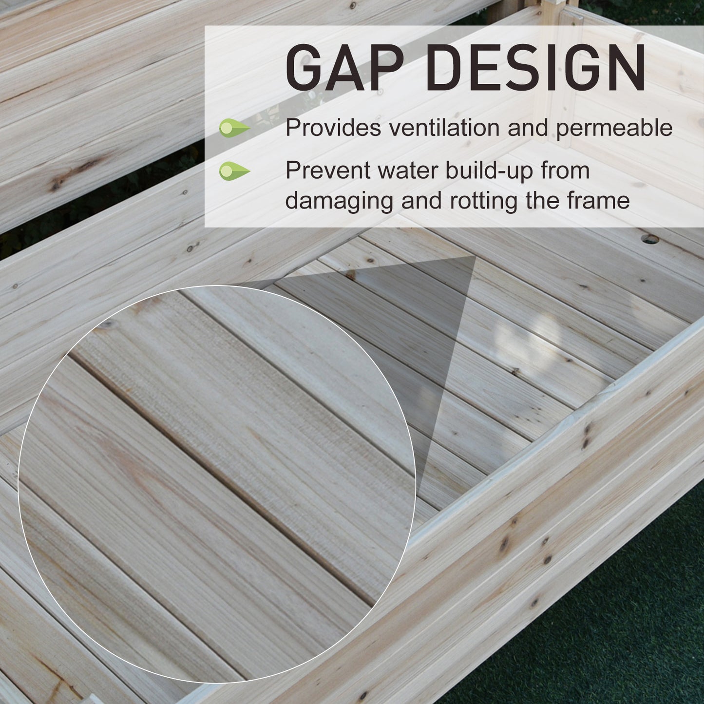 Two-Tier Wooden Elevated Garden Bed - Large Outdoor Planter 45x45