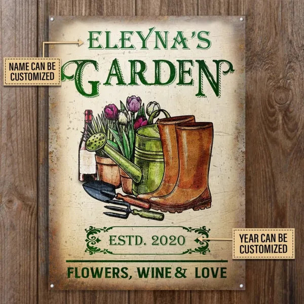 Personalized Vintage Metal Garden Sign - Plant Smiles & Grow Love