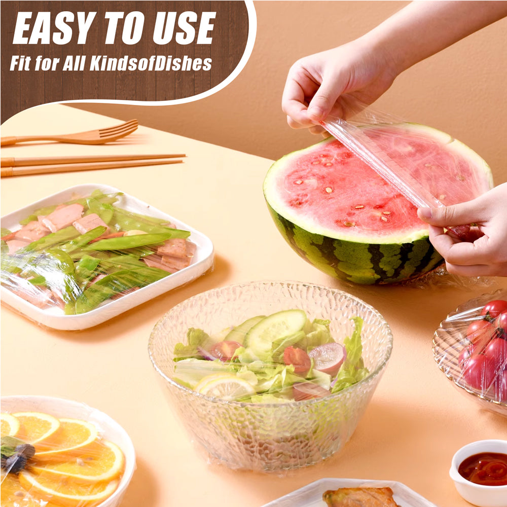 100pcs Reusable Elastic Plastic Bowl Covers - Food Storage Wrap