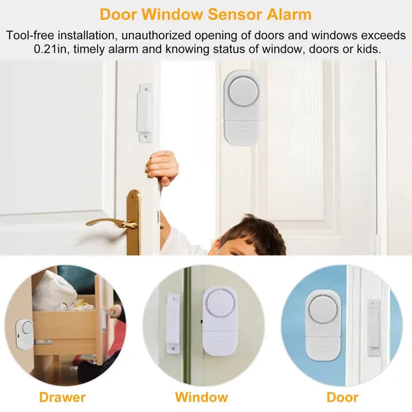 Wireless Magnetic Door Window Alarm Sensor - 90dB Home Security Burglar Alert