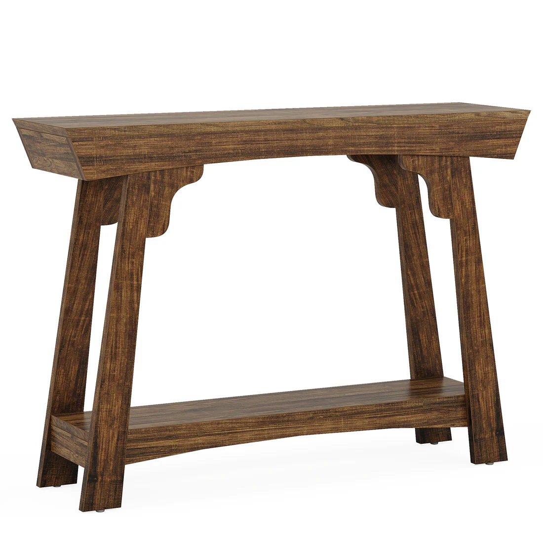 Rustic Brown 2-Tier Console Table - Entryway Storage