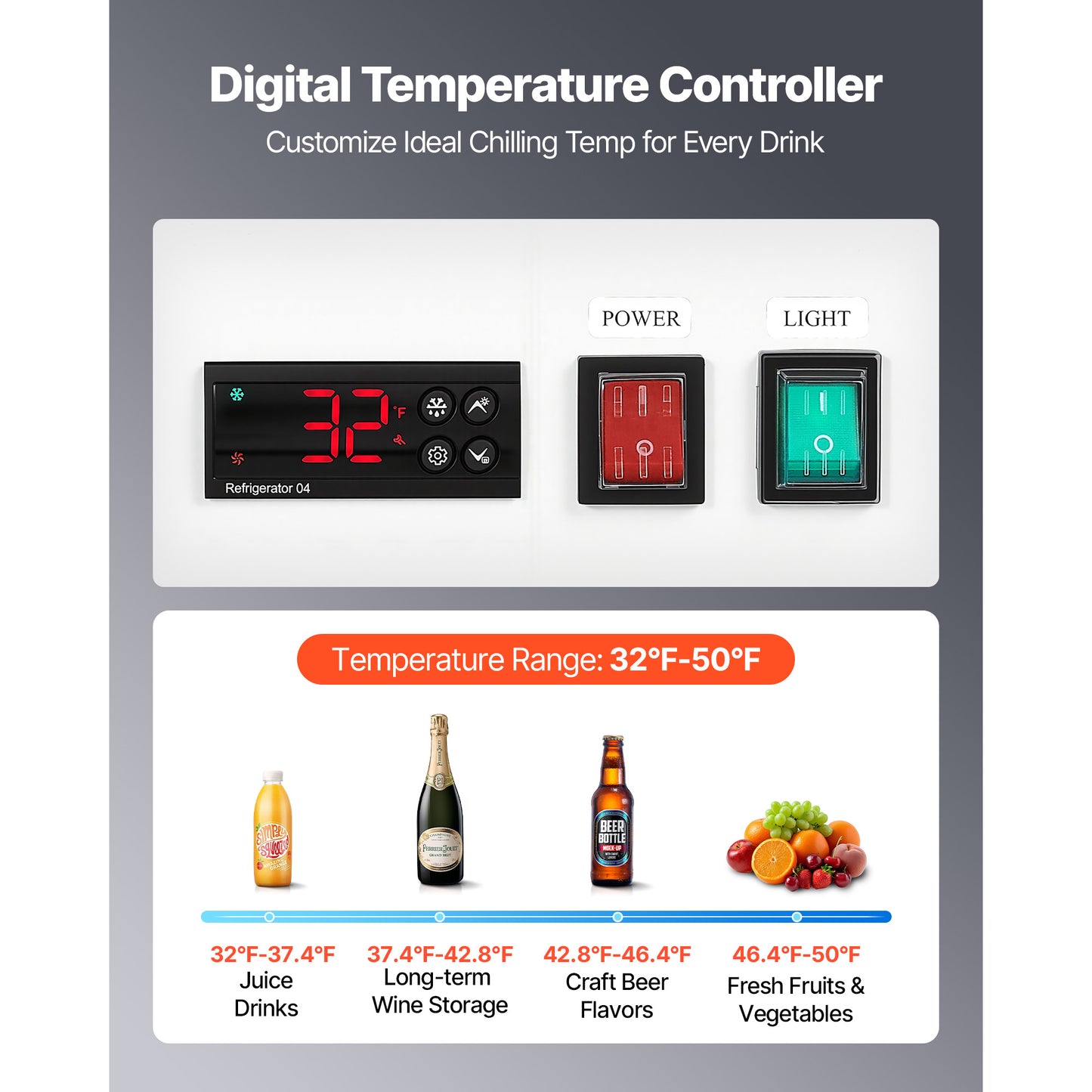 Commercial Refrigeration Display Cooler with Glass Doors & Adjustable Shelves