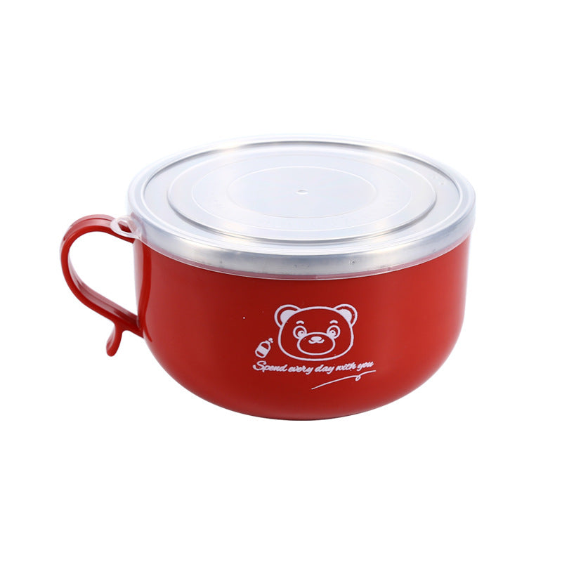 Stainless Steel Instant Noodle Bowl with Lid - Large Capacity, Portable Lunch Box for Adults