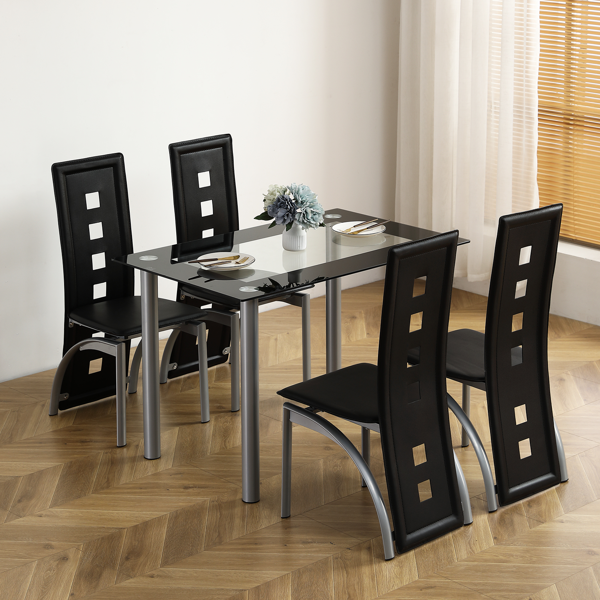110cm Tempered Glass Dining Table with Stainless Steel Frame