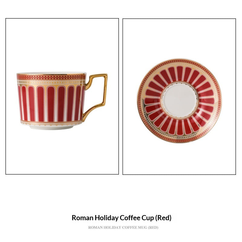 Ceramic Tea Cup & Saucer Set - Floral & Light Luxury Design, 201-300ml Capacity