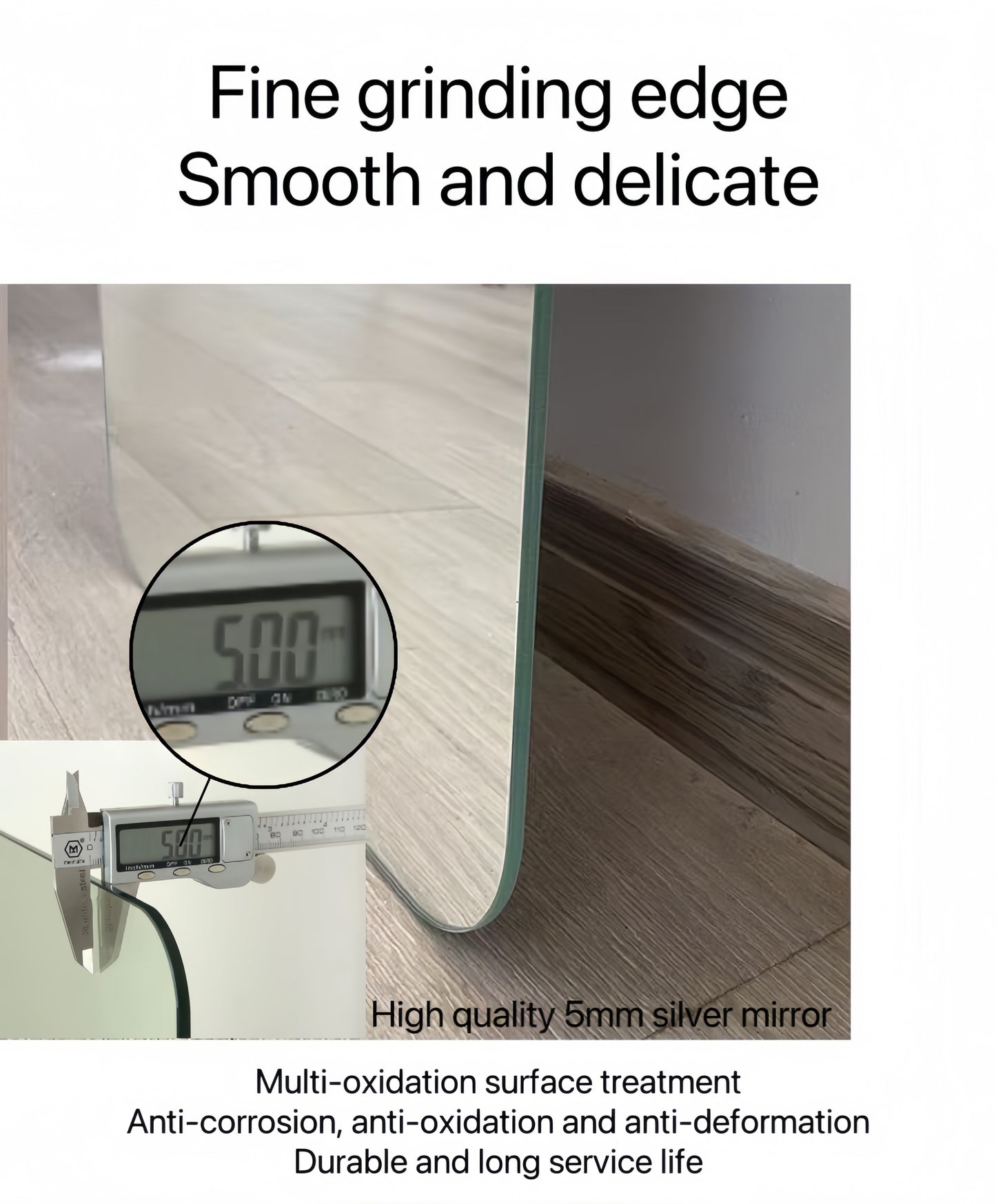 60" x 15" Full Body Round Corner Mirror - Clear Glass