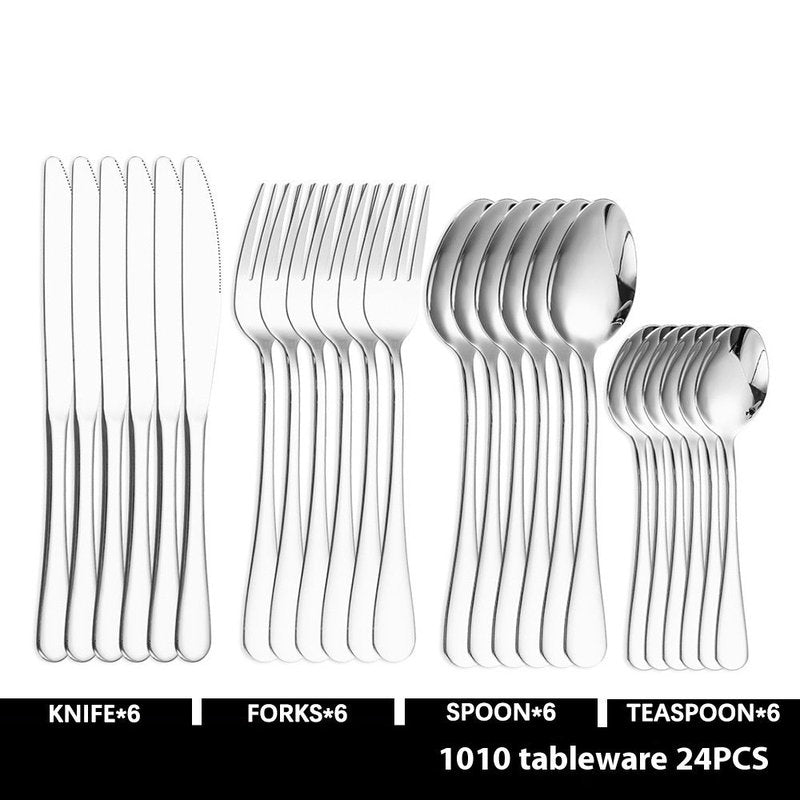 Stainless Steel Flatware Set 24-Piece Dinnerware Cutlery Set
