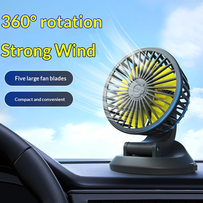 Mini Car Fan with USB Port - In-Car Folding Fan for Vehicle Use