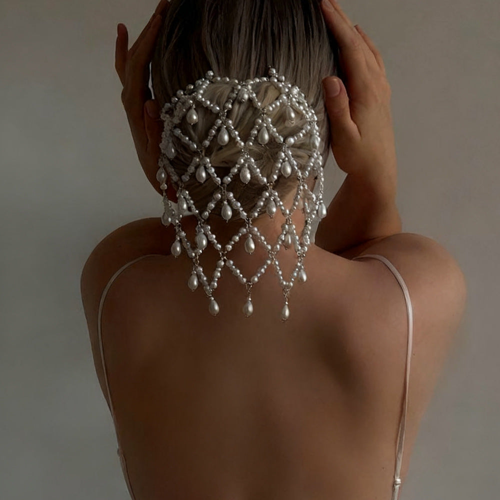 Mesh Pearl Headpiece Baroque Princess Style for Women - Gold & Silver