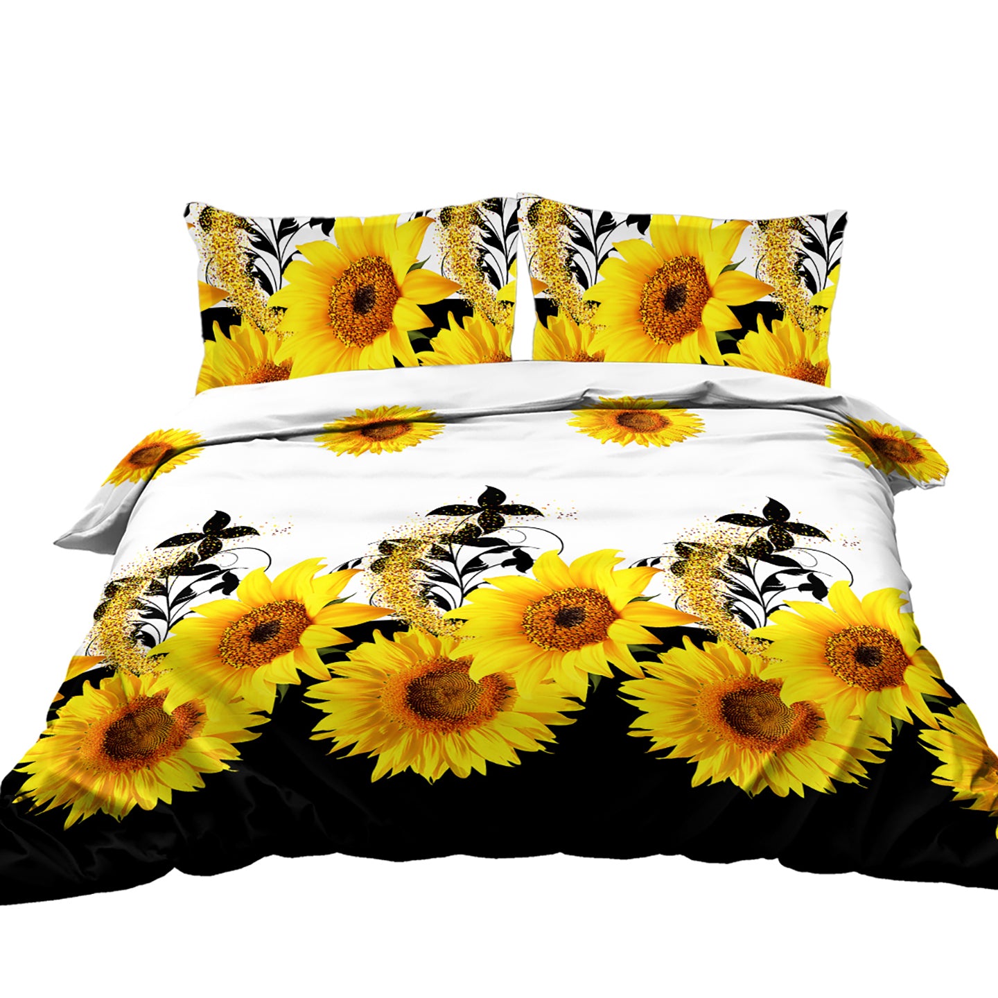 Sunflower Duvet Cover Set - 3 Pieces Black & White Bedding
